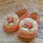 SORBET-peach lace baby shoe..