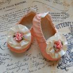 SORBET-peach lace baby shoe..